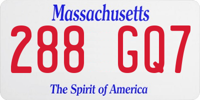 MA license plate 288GQ7