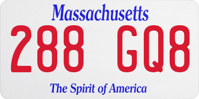 MA license plate 288GQ8