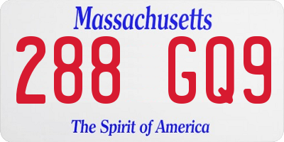 MA license plate 288GQ9