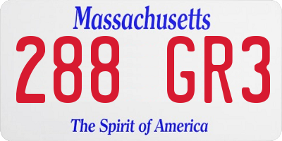 MA license plate 288GR3