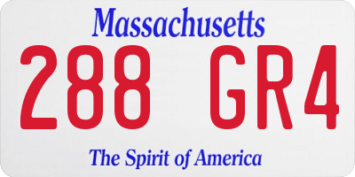 MA license plate 288GR4