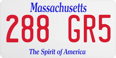 MA license plate 288GR5
