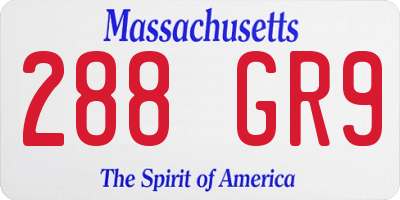 MA license plate 288GR9