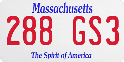 MA license plate 288GS3