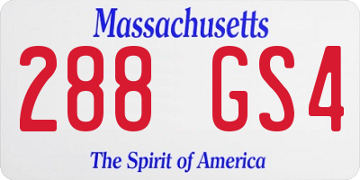 MA license plate 288GS4