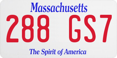 MA license plate 288GS7