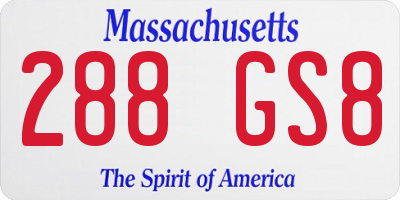 MA license plate 288GS8