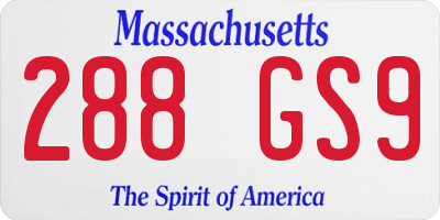 MA license plate 288GS9