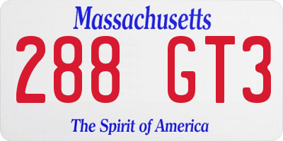 MA license plate 288GT3
