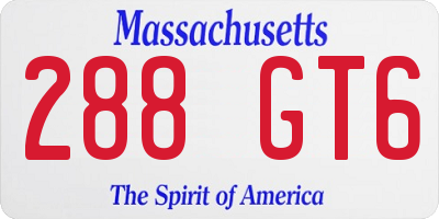 MA license plate 288GT6