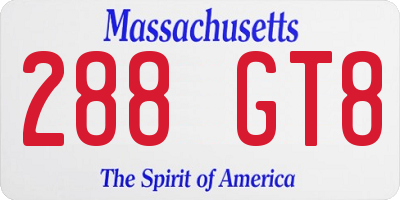 MA license plate 288GT8