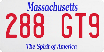 MA license plate 288GT9