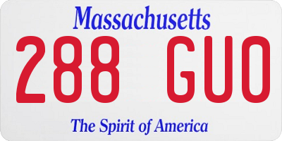 MA license plate 288GU0