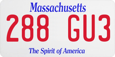 MA license plate 288GU3