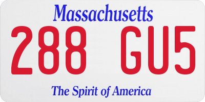 MA license plate 288GU5