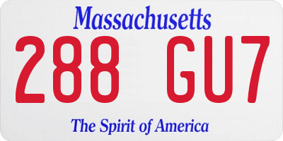 MA license plate 288GU7