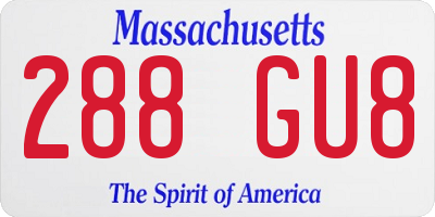MA license plate 288GU8