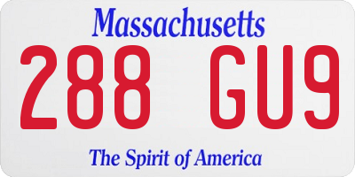 MA license plate 288GU9