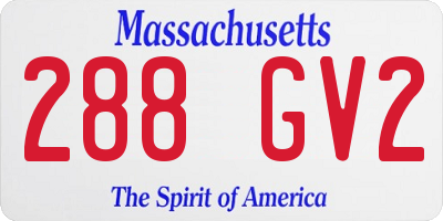 MA license plate 288GV2