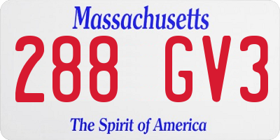 MA license plate 288GV3