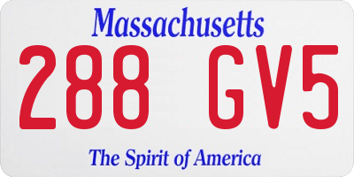 MA license plate 288GV5