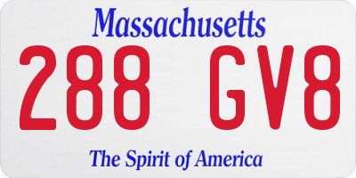 MA license plate 288GV8