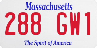 MA license plate 288GW1