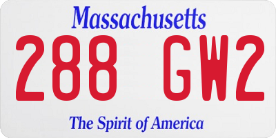 MA license plate 288GW2