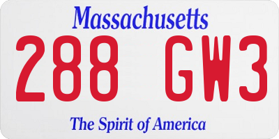 MA license plate 288GW3
