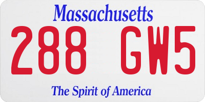 MA license plate 288GW5