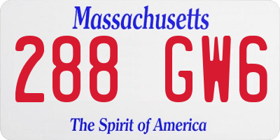 MA license plate 288GW6