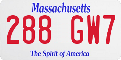 MA license plate 288GW7