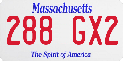MA license plate 288GX2