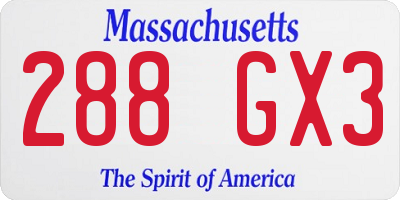 MA license plate 288GX3