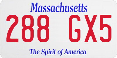 MA license plate 288GX5