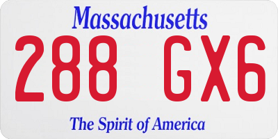 MA license plate 288GX6