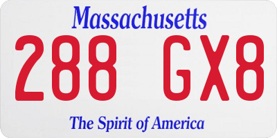 MA license plate 288GX8