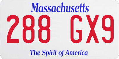 MA license plate 288GX9