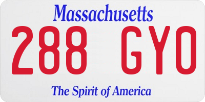 MA license plate 288GY0