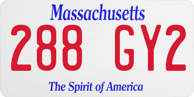 MA license plate 288GY2