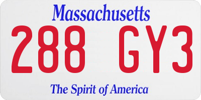 MA license plate 288GY3