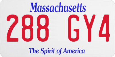 MA license plate 288GY4