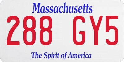 MA license plate 288GY5