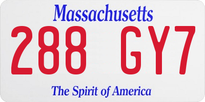 MA license plate 288GY7