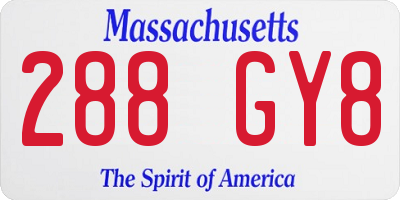 MA license plate 288GY8