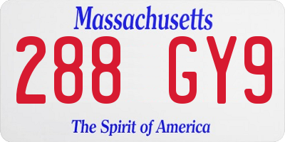 MA license plate 288GY9