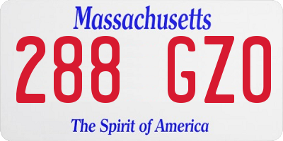 MA license plate 288GZ0