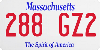 MA license plate 288GZ2