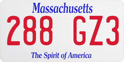 MA license plate 288GZ3
