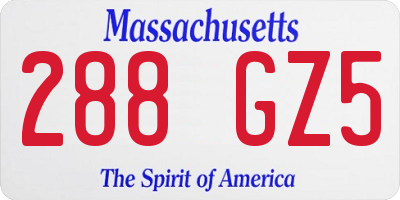MA license plate 288GZ5